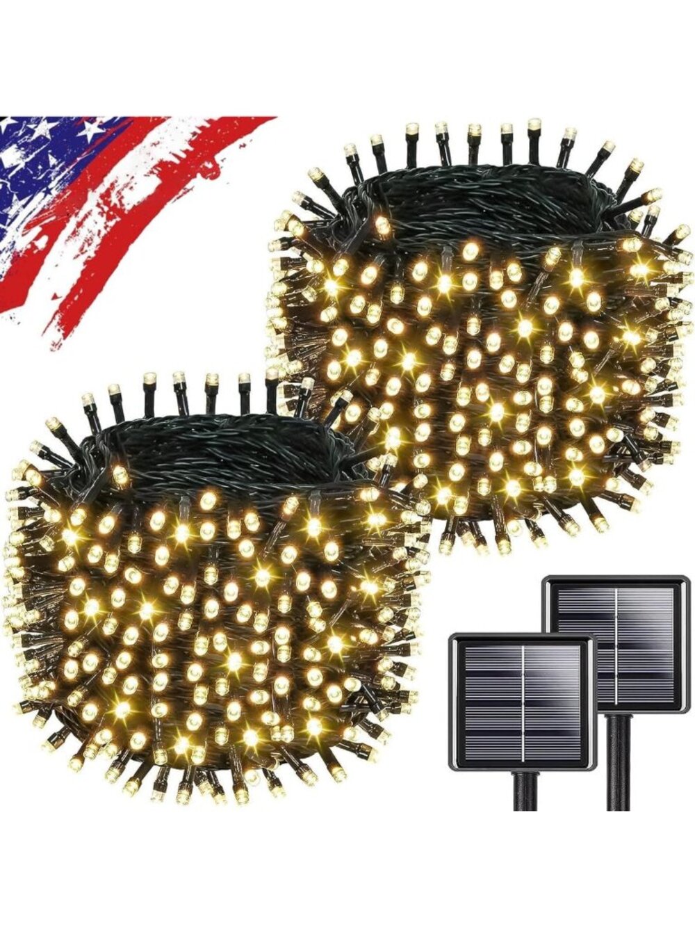 500 LED Solar String Lights 180FT Waterproof Warm White, 8 Twinkle Modes, Auto